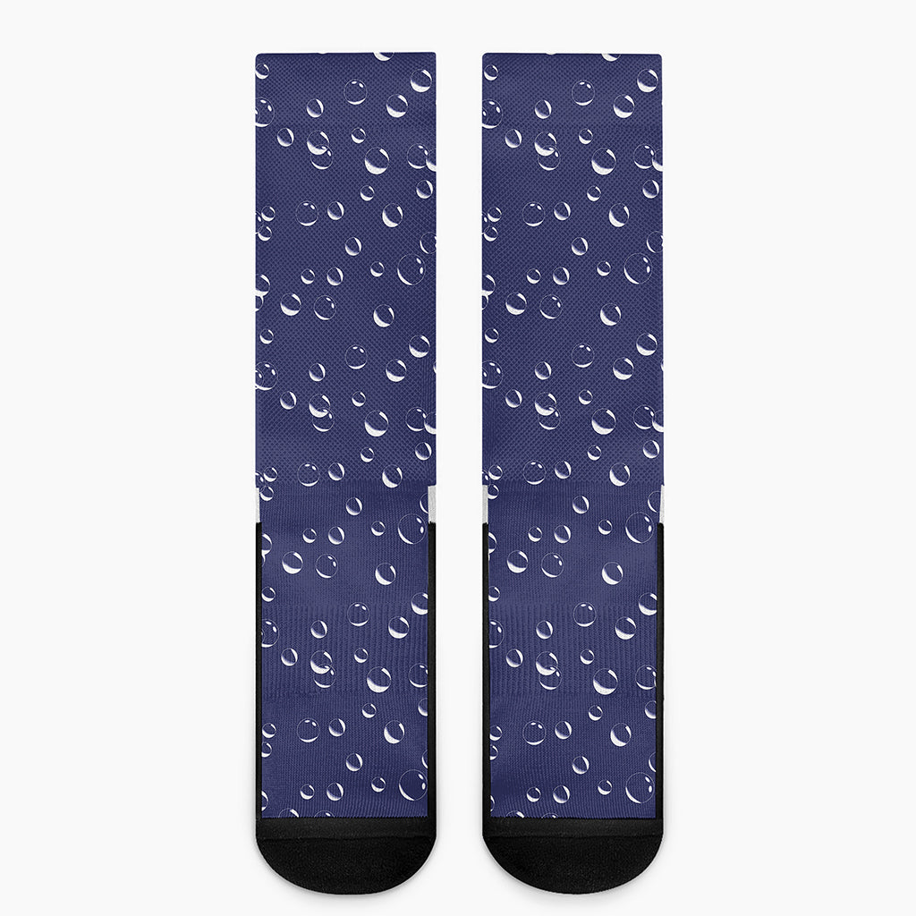 Blue And White Bubble Pattern Print Crew Socks