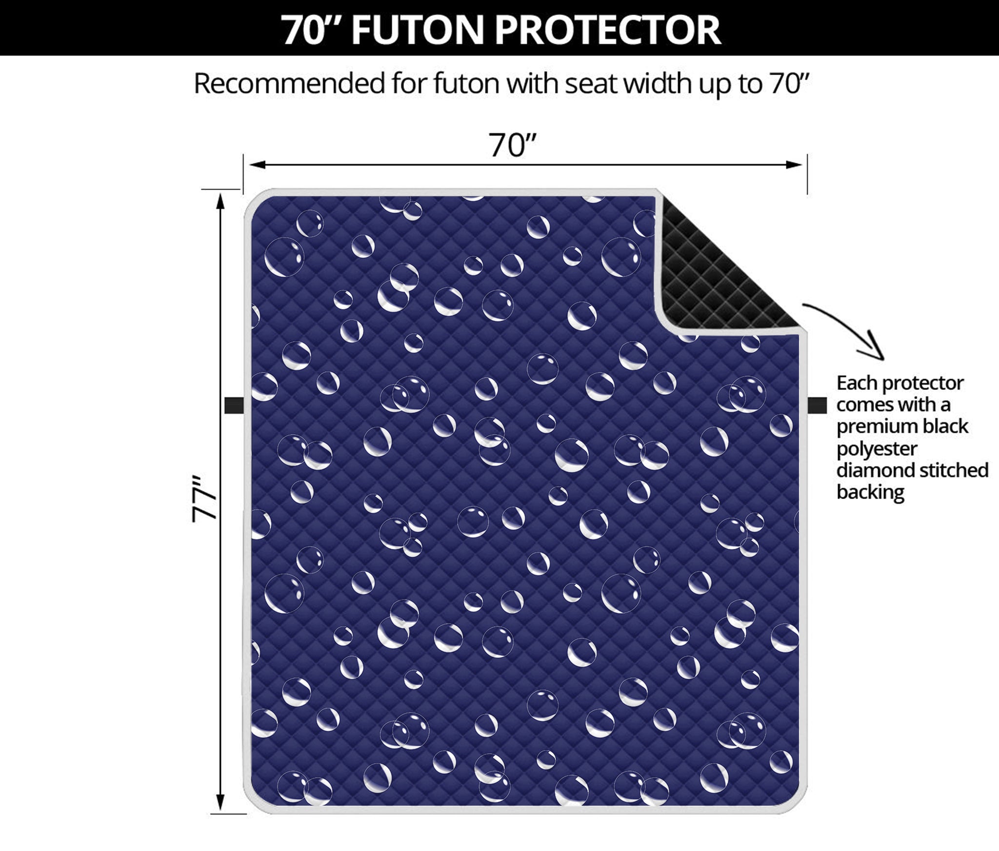 Blue And White Bubble Pattern Print Futon Protector