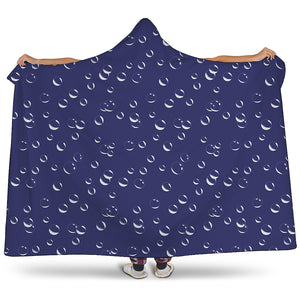 Blue And White Bubble Pattern Print Hooded Blanket