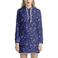 Blue And White Bubble Pattern Print Pullover Hoodie Dress