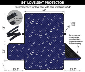 Blue And White Bubble Pattern Print Loveseat Protector