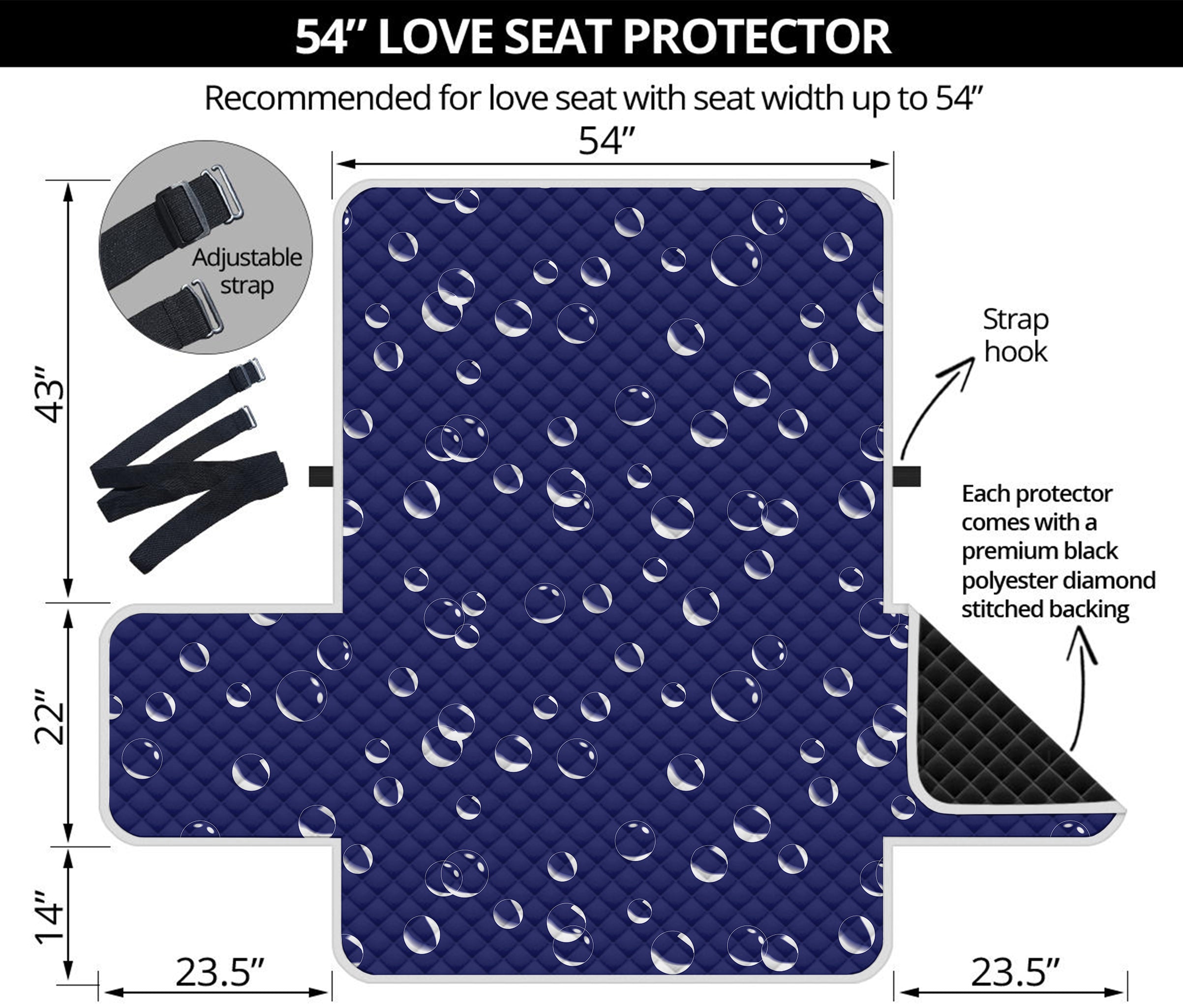 Blue And White Bubble Pattern Print Loveseat Protector