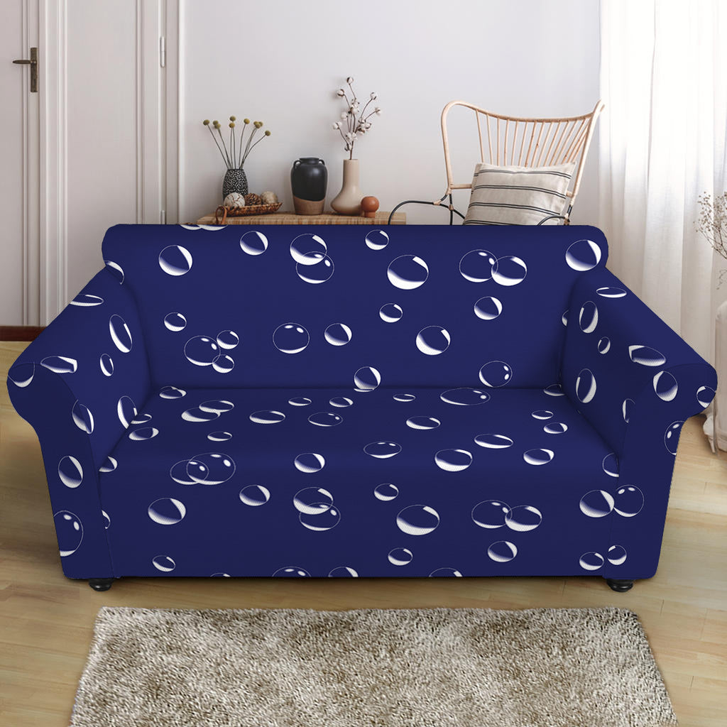 Blue And White Bubble Pattern Print Loveseat Slipcover