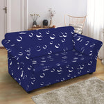 Blue And White Bubble Pattern Print Loveseat Slipcover