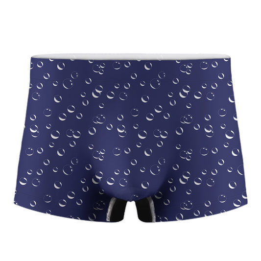 Blue And White Bubble Pattern Print Men's Boxer Briefs