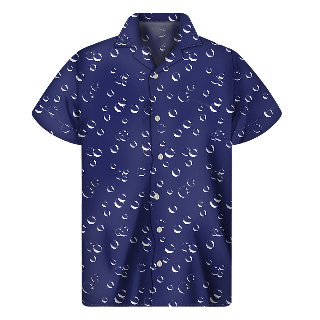 Blue And White Bubble Pattern Print Men's Short Sleeve Shirt