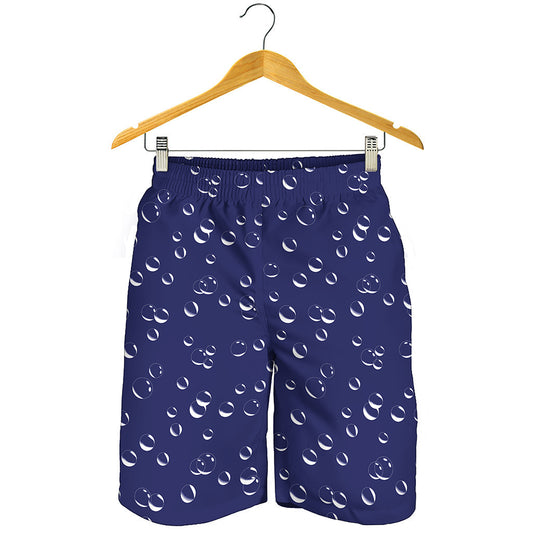Blue And White Bubble Pattern Print Men's Shorts