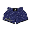 Blue And White Bubble Pattern Print Muay Thai Boxing Shorts