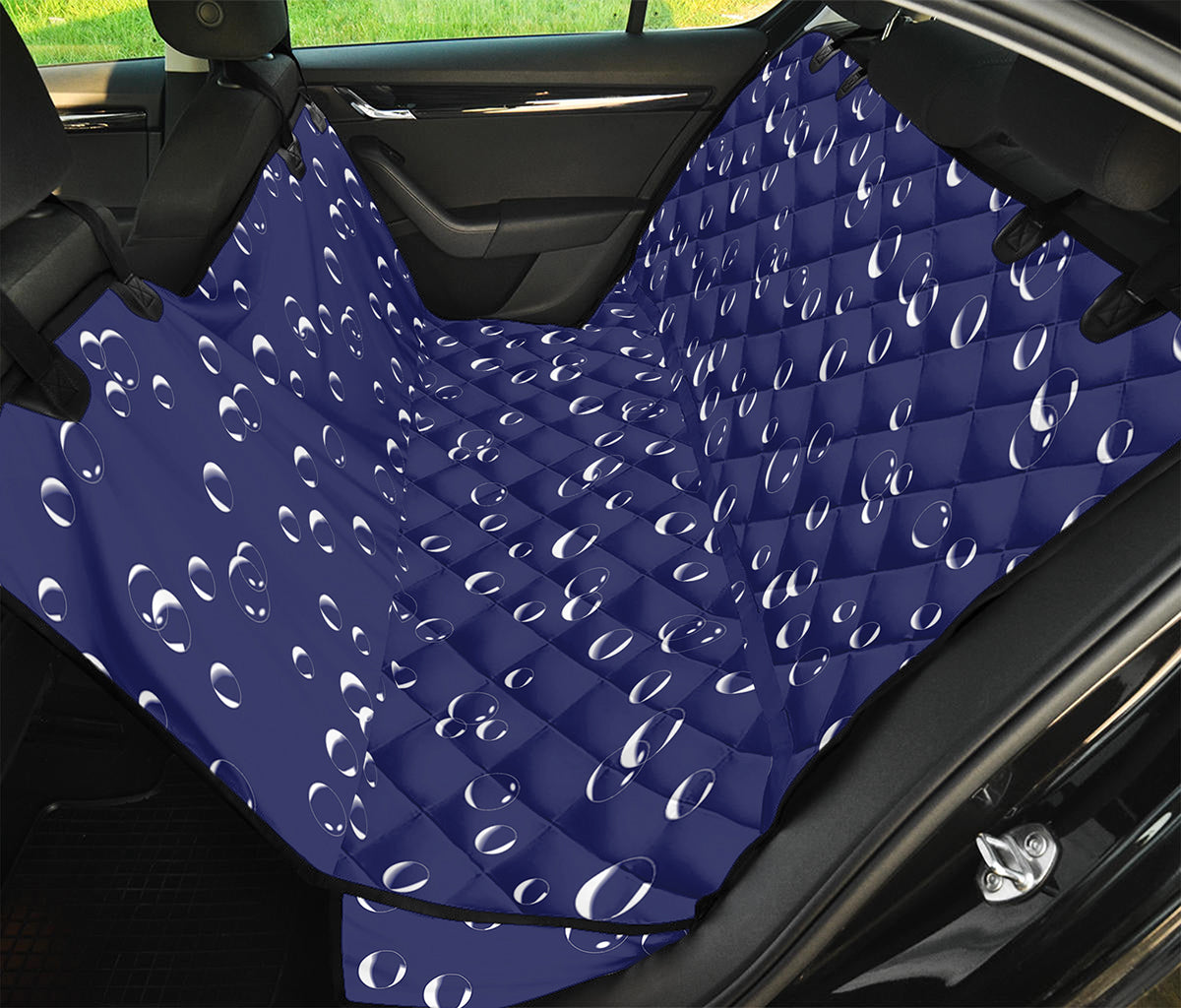 Blue And White Bubble Pattern Print Pet Car Back Seat Cover