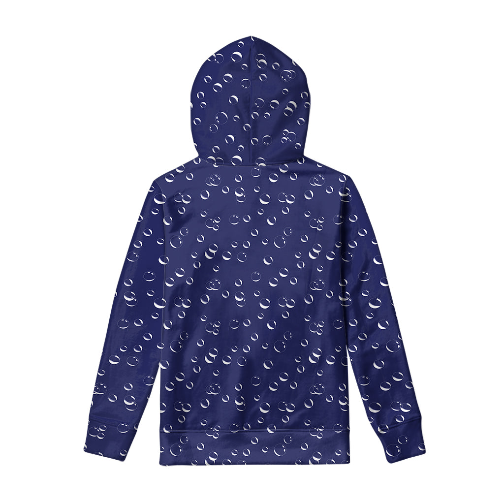 Blue And White Bubble Pattern Print Pullover Hoodie