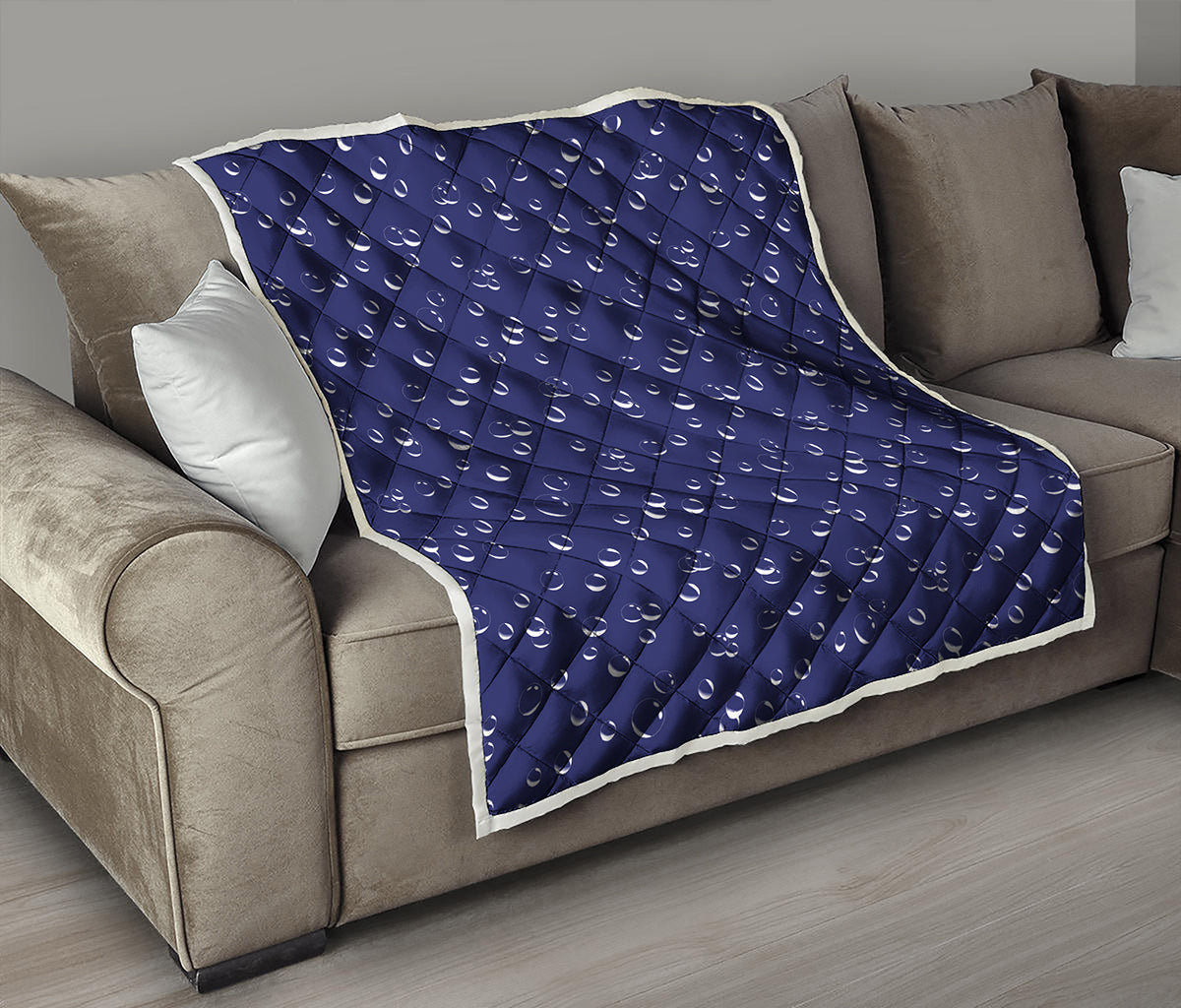 Blue And White Bubble Pattern Print Quilt