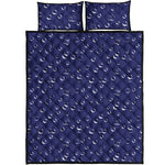 Blue And White Bubble Pattern Print Quilt Bed Set