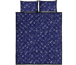 Blue And White Bubble Pattern Print Quilt Bed Set