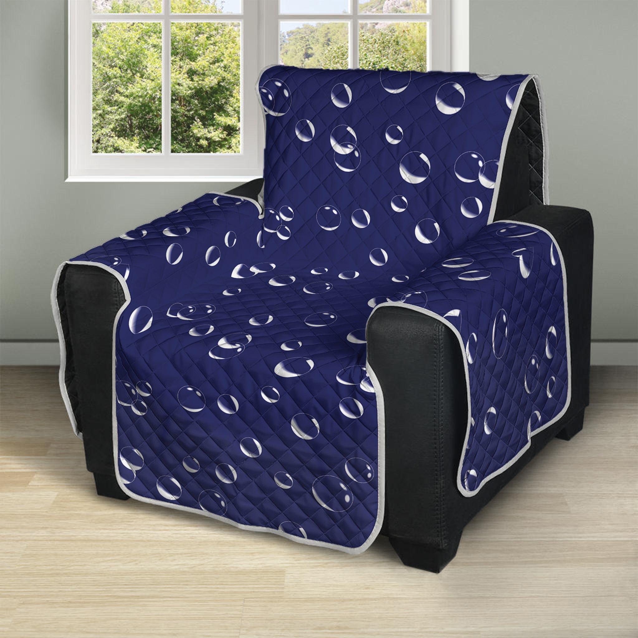 Blue And White Bubble Pattern Print Recliner Protector