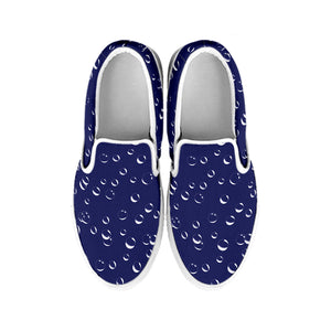 Blue And White Bubble Pattern Print White Slip On Shoes