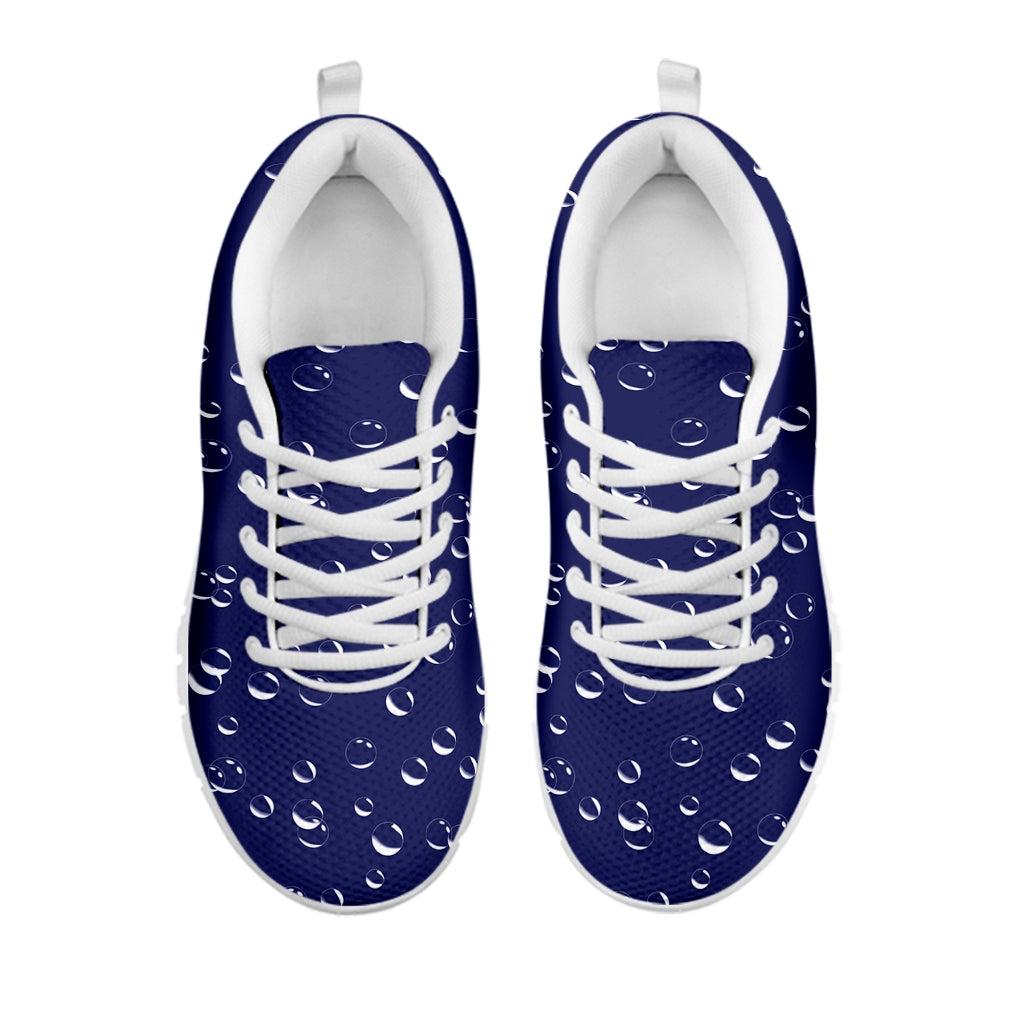 Blue And White Bubble Pattern Print White Sneakers