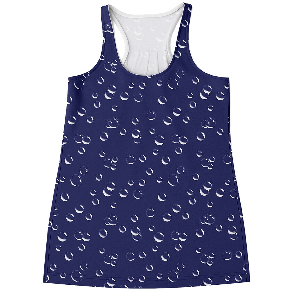 Blue And White Bubble Pattern Print Women's Racerback Tank Top
