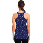 Blue And White Bubble Pattern Print Women's Racerback Tank Top