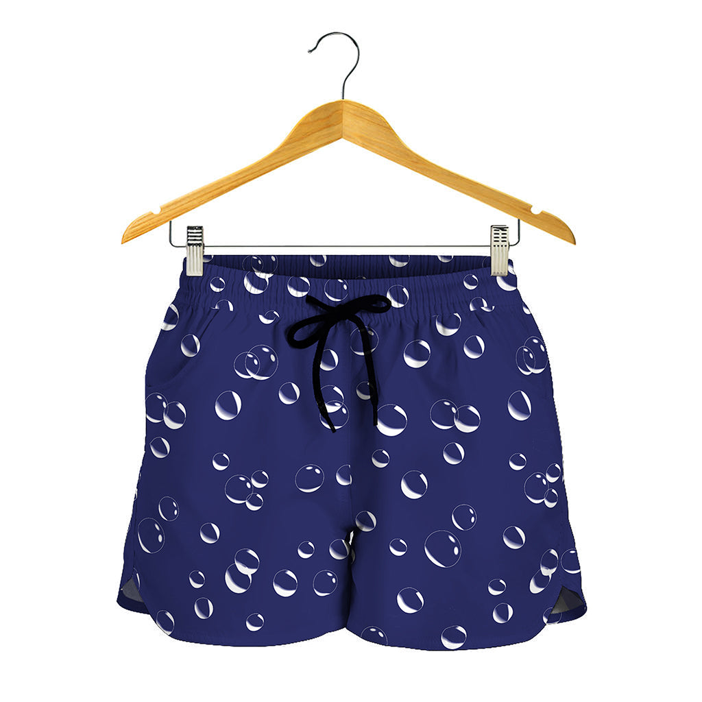 Blue And White Bubble Pattern Print Women's Shorts