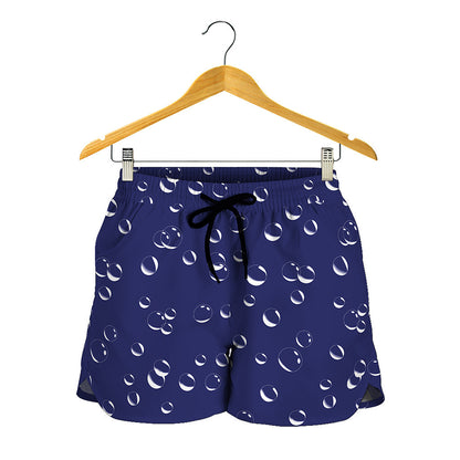 Blue And White Bubble Pattern Print Women's Shorts