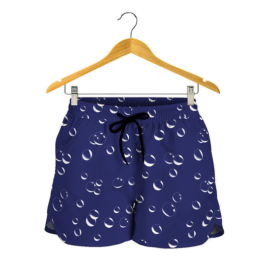 Blue And White Bubble Pattern Print Women's Shorts
