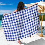 Blue And White Buffalo Check Print Beach Sarong Wrap