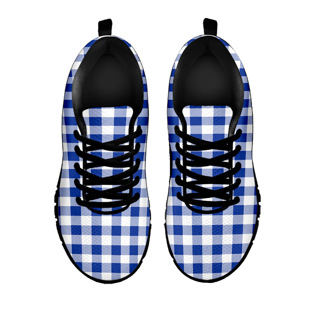 Blue And White Buffalo Check Print Black Sneakers