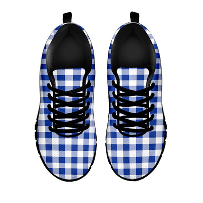 Blue And White Buffalo Check Print Black Sneakers
