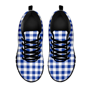 Blue And White Buffalo Check Print Black Sneakers