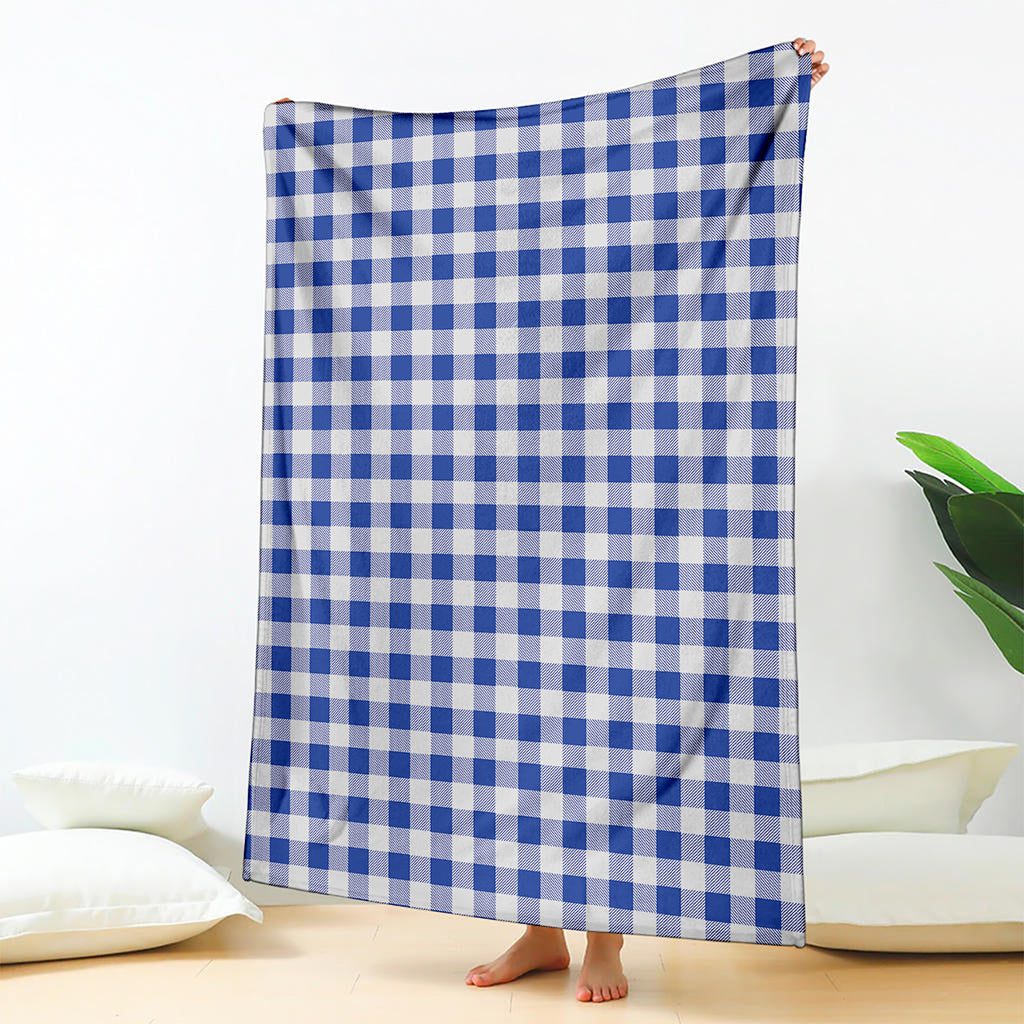 Blue And White Buffalo Check Print Blanket