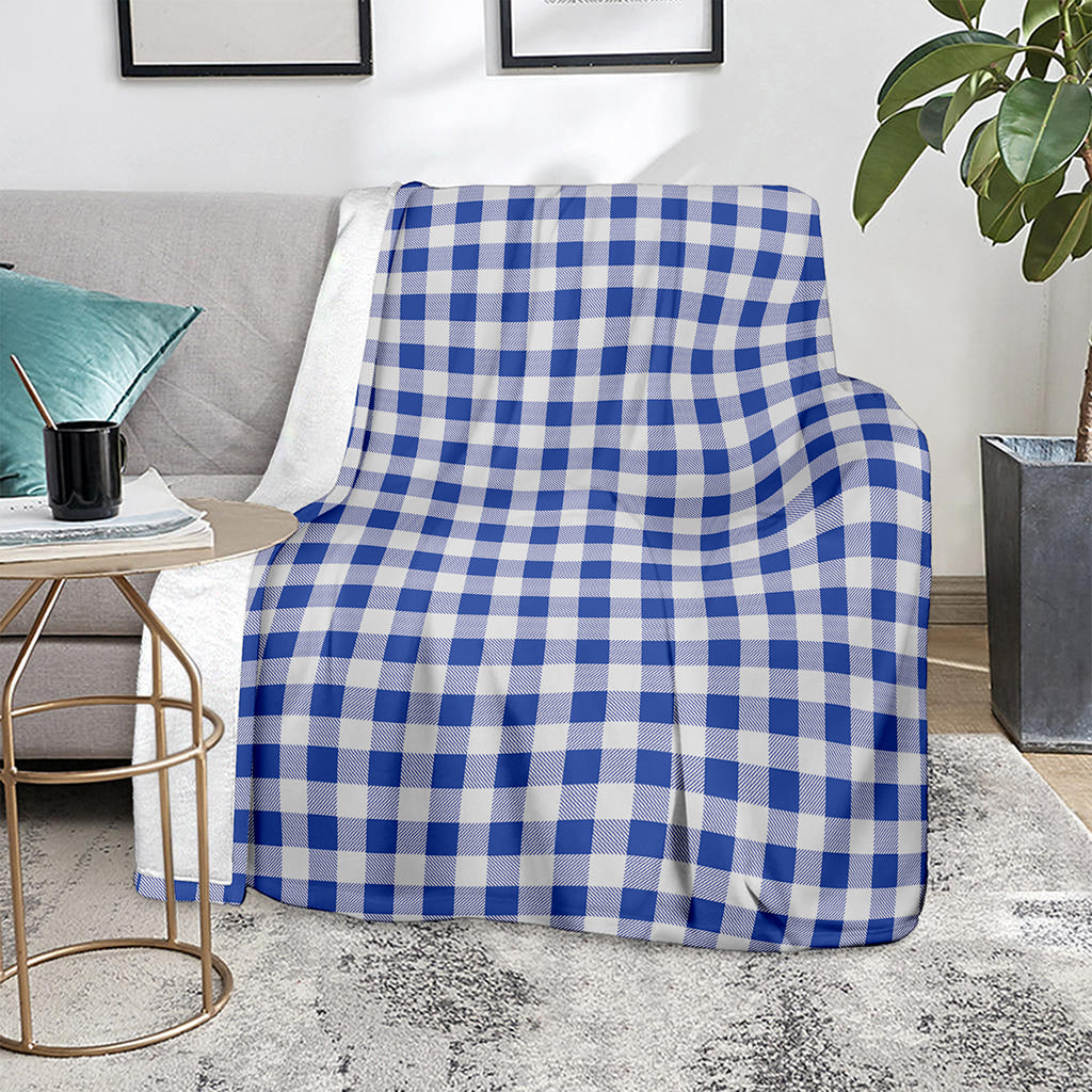 Blue And White Buffalo Check Print Blanket