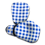 Blue And White Buffalo Check Print Boxing Gloves