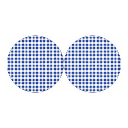 Blue And White Buffalo Check Print Car Coasters
