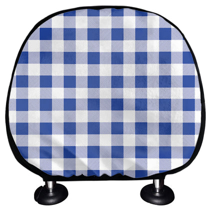 Blue And White Buffalo Check Print Car Headrest Covers