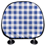 Blue And White Buffalo Check Print Car Headrest Covers