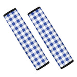 Blue And White Buffalo Check Print Car Seat Belt Covers