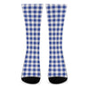 Blue And White Buffalo Check Print Crew Socks