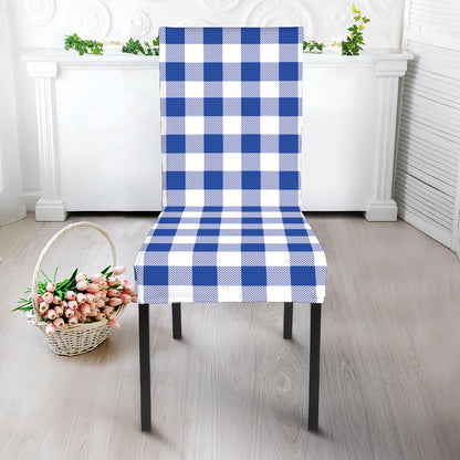 Blue And White Buffalo Check Print Dining Chair Slipcover