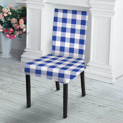 Blue And White Buffalo Check Print Dining Chair Slipcover