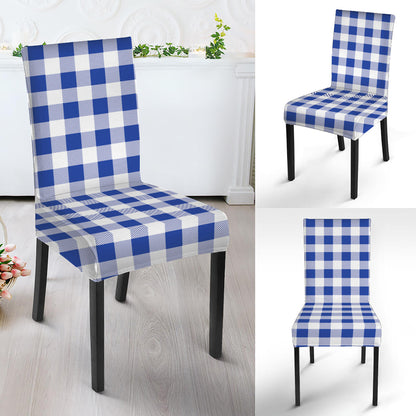 Blue And White Buffalo Check Print Dining Chair Slipcover