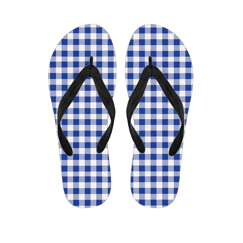 Blue And White Buffalo Check Print Flip Flops