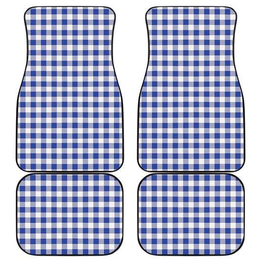 Blue And White Buffalo Check Print Front and Back Car Floor Mats