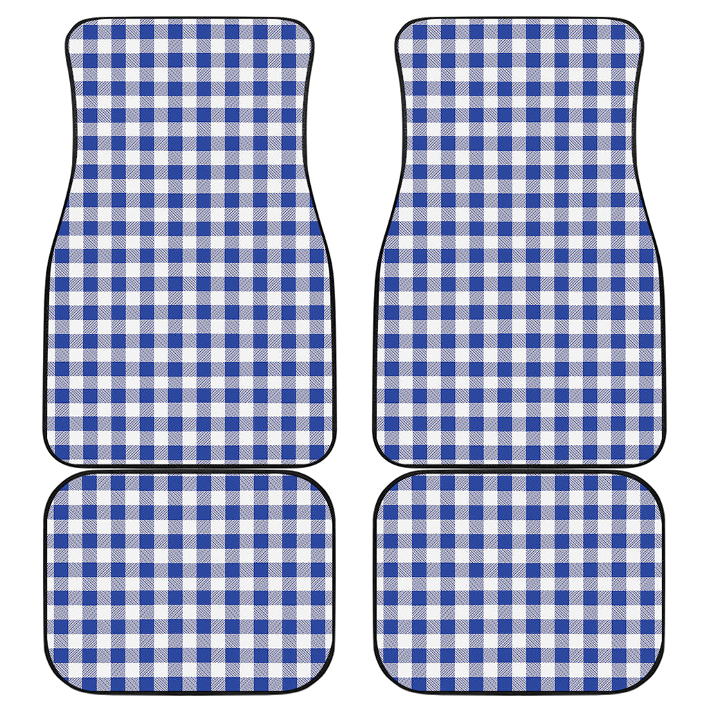 Blue And White Buffalo Check Print Front and Back Car Floor Mats