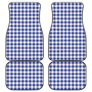 Blue And White Buffalo Check Print Front and Back Car Floor Mats