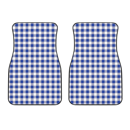 Blue And White Buffalo Check Print Front Car Floor Mats