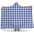 Blue And White Buffalo Check Print Hooded Blanket