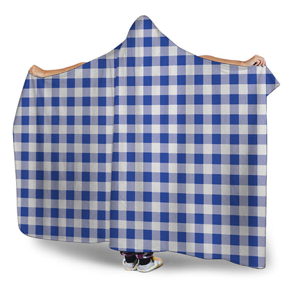 Blue And White Buffalo Check Print Hooded Blanket
