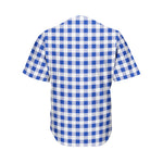 Blue And White Buffalo Check Print Men's Baseball Jersey