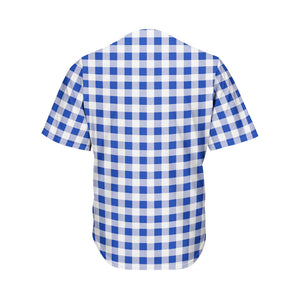 Blue And White Buffalo Check Print Men's Baseball Jersey