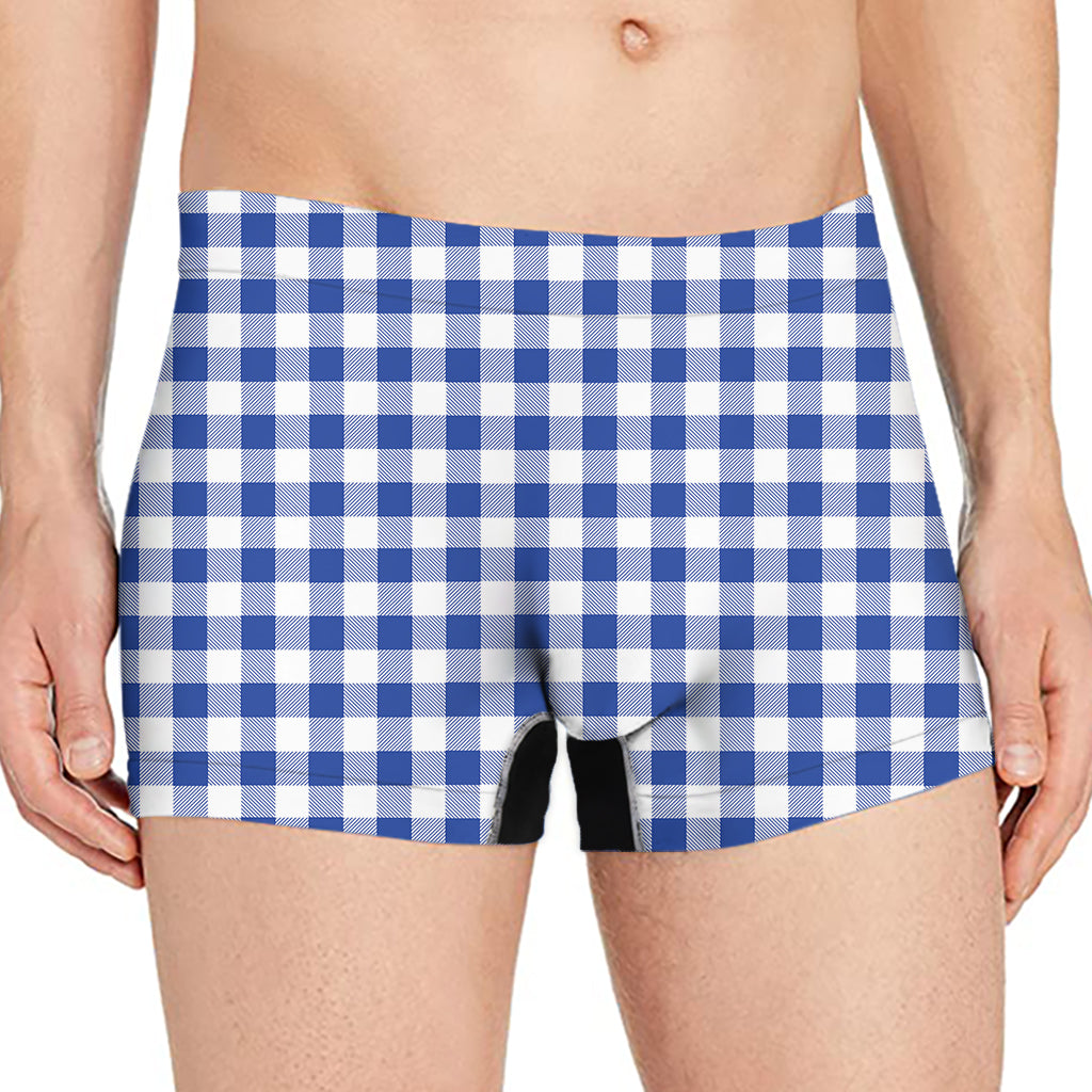 Blue And White Buffalo Check Print Men's Boxer Briefs